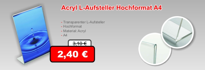 Acryl L-Aufsteller Hochformat A4 - A6